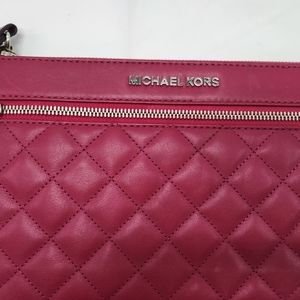 NWOT Michael Kors Deep Red quilted Wristlet/Clutch